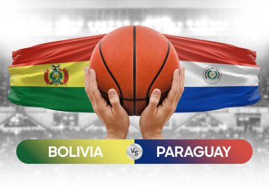 Bolivya, Paraguay 'a karşı milli basketbol takımları basketbol topu yarışma kupası konsepti