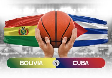 Bolivya, Küba milli basketbol takımlarına karşı basketbol topu yarışma kupası konsepti