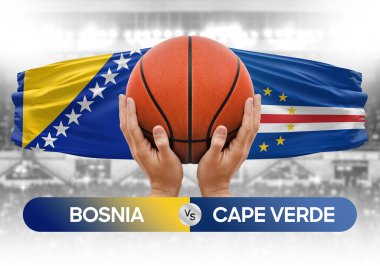 Bosna, Cape Verde milli basketbol takımlarına karşı basketbol topu yarışma kupası konsepti