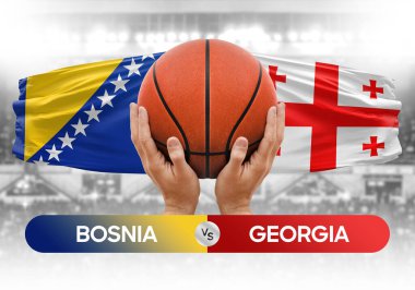 Bosna, Gürcistan milli basketbol takımlarına karşı basketbol topu yarışma kupası konsepti