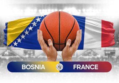 Bosna-Fransa milli basketbol takımları basketbol karşılaşması kupası konsepti