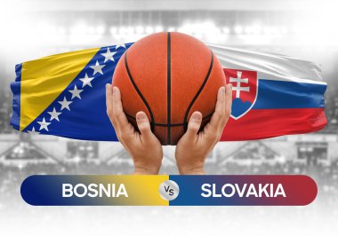 Bosna, Slovakya milli basketbol takımlarına karşı basketbol topu yarışma kupası konsepti