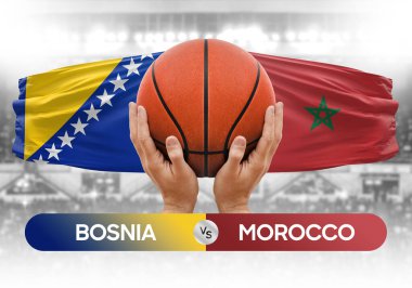 Bosna, Fas milli basketbol takımlarına karşı basketbol topu yarışma kupası konsepti