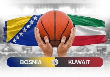 Bosna Kuveyt 'e karşı milli basketbol takımları basketbol topu yarışma kupası konsepti