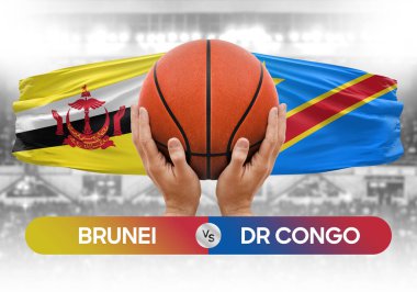 Brunei, Dr Kongo 'ya karşı ulusal basketbol takımları basketbol topu yarışma kupası konsepti imajı