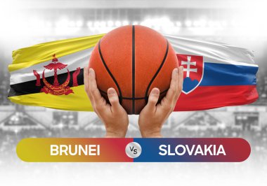 Brunei, Slovakya milli basketbol takımlarına karşı basketbol topu yarışma kupası konsepti