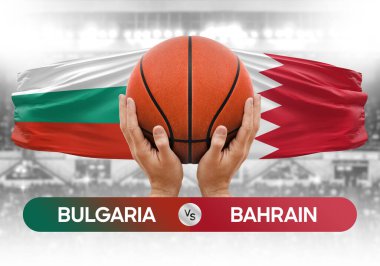 Bulgaristan Bahreyn milli basketbol takımlarına karşı basketbol topu yarışma kupası konsepti