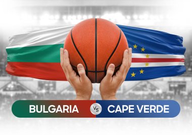 Bulgaristan, Cape Verde milli basketbol takımlarına karşı basketbol topu yarışma kupası konsepti imajı