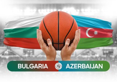 Bulgaristan Azerbaycan milli basketbol takımlarına karşı basketbol maçı kupası konsepti imajı