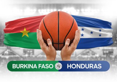 Burkina Faso, Honduras milli basketbol takımlarına karşı basketbol topu yarışma kupası konsepti