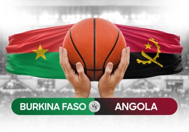 Burkina Faso, Angola milli basketbol takımlarına karşı basketbol topu yarışma kupası konsepti