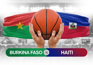 Burkina Faso, Haiti Millî Basketbol Takımı 'na karşı basketbol topu yarışma kupası konsepti
