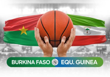 Burkina Faso Ekvator Ginesine karşı milli basketbol takımları basketbol topu yarışma kupası konsepti imajı