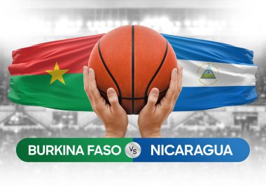 Burkina Faso Nikaragua milli basketbol takımlarına karşı basketbol topu yarışma kupası konsepti imajı