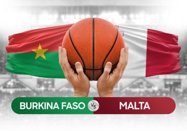 Burkina Faso Malta milli basketbol takımlarına karşı basketbol topu yarışma kupası konsepti