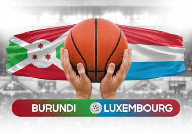 Burundi, Lüksemburg milli basketbol takımlarına karşı basketbol topu yarışma kupası konsepti