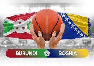 Burundi, Bosna ulusal basketbol takımlarına karşı basketbol topu yarışma kupası konsepti imajı