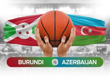 Burundi, Azerbaycan milli basketbol takımlarına karşı basketbol topu yarışma kupası konsepti