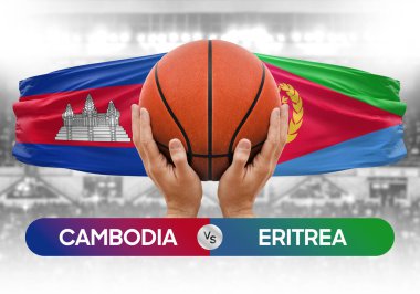 Kamboçya Eritre 'ye karşı milli basketbol takımları basketbol topu yarışma kupası konsepti