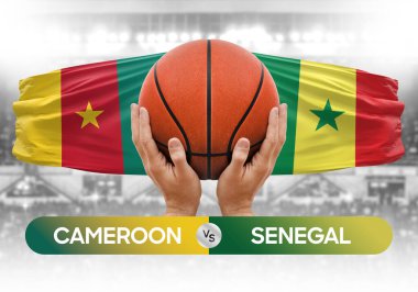 Kamerun, Senegal milli basketbol takımlarına karşı basketbol topu yarışma kupası konsepti