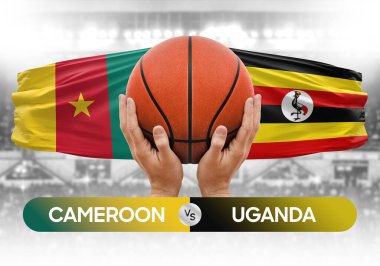 Kamerun, Uganda milli basketbol takımlarına karşı basketbol topu yarışma kupası konsepti