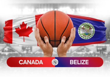 Kanada, Belize 'ye karşı milli basketbol takımları basketbol topu yarışma kupası konsepti