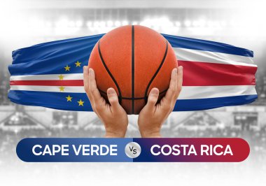 Cape Verde Kosta Rika 'ya karşı milli basketbol takımları basketbol topu yarışma kupası konsepti imajı