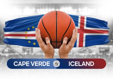 Cape Verde İzlanda 'ya karşı milli basketbol takımları basketbol topu yarışma kupası konsepti