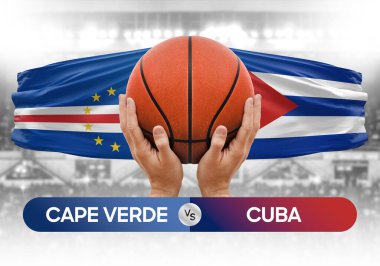 Cape Verde, Küba 'ya karşı ulusal basketbol takımları basketbol topu yarışma kupası konsepti imajı