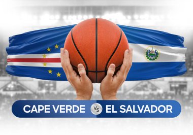 Cape Verde El Salvador 'a karşı milli basketbol takımları basketbol topu yarışma kupası konsepti