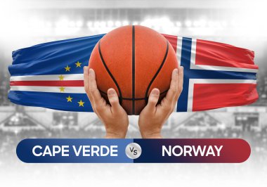 Cape Verde Norveç milli basketbol takımlarına karşı basketbol topu yarışma kupası konsepti