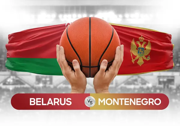 stock image Belarus vs Montenegro national basketball teams basket ball match competition cup concept image