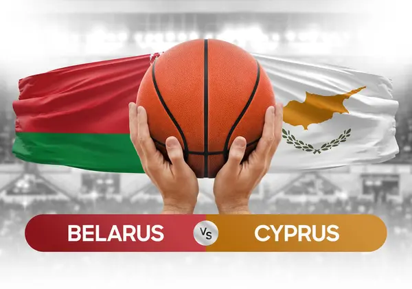 Belarus vs Cyprus national basketball teams basket ball match competition cup concept image