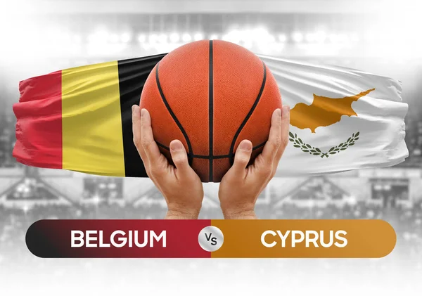 Belgium vs Cyprus national basketball teams basket ball match competition cup concept image