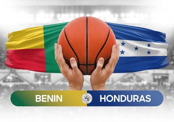 Benin, Honduras milli basketbol takımlarına karşı basketbol topu yarışma kupası konsepti