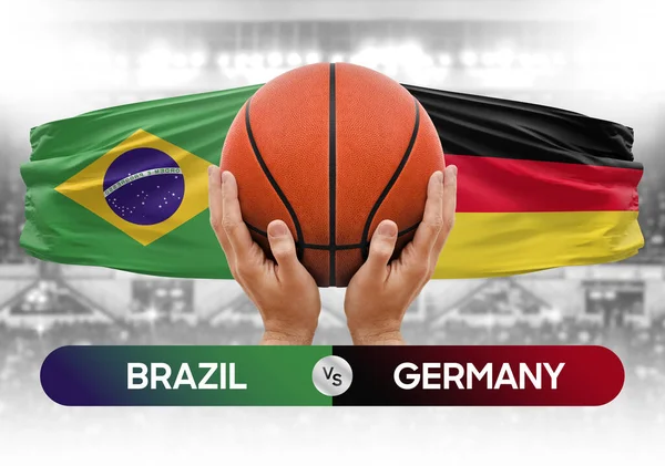 Brazílie Německo Národní Basketbalové Týmy Basketbal Zápas Soutěž Pohár Koncept — Stock fotografie