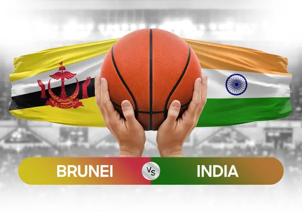 Brunei, Hindistan milli basketbol takımlarına karşı basketbol topu yarışma kupası konsepti