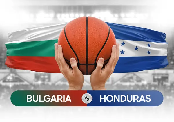 Bulgaristan Honduras milli basketbol takımlarına karşı basketbol topu yarışma kupası konsepti