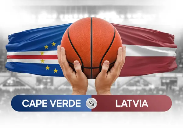 stock image Cape Verde vs Latvia national basketball teams basket ball match competition cup concept image