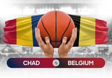 Chad, Belçika 'ya karşı milli basketbol takımları basketbol topu yarışma kupası konsepti