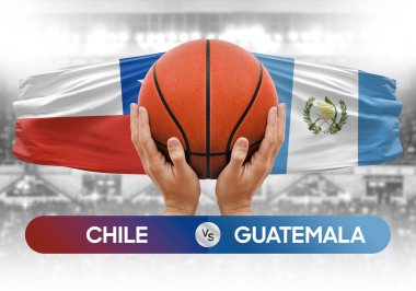 Şili, Guatemala milli basketbol takımlarına karşı basketbol topu yarışma kupası konsepti