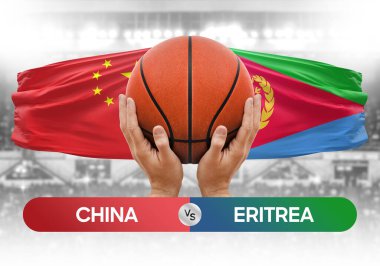 Çin, Eritre milli basketbol takımlarına karşı basketbol topu yarışma kupası konsepti imajı