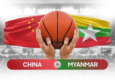 Çin, Myanmar Millî Basketbol Takımı 'na karşı Basketbol Şampiyonluğu Kupası konsepti