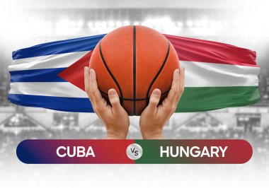 Küba, Macaristan milli basketbol takımlarına karşı basketbol topu yarışma kupası konsepti