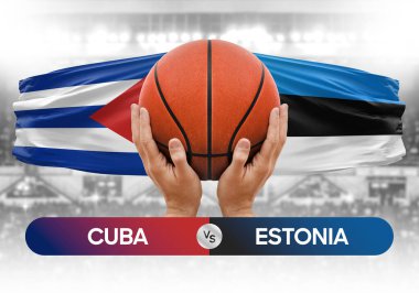 Küba, Estonya 'ya karşı milli basketbol takımları basketbol topu yarışma kupası konsepti
