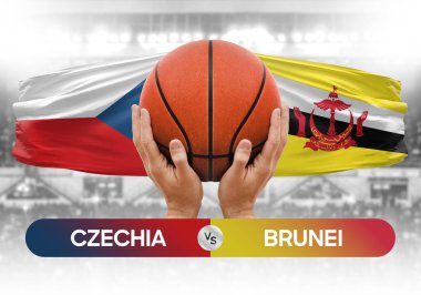 Çek milli basketbol takımlarına karşı Brunei basketbol topu yarışma kupası konsepti