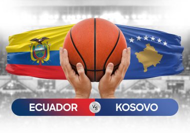 Ekvador, Kosova milli basketbol takımlarına karşı basketbol topu yarışma kupası konsepti imajı