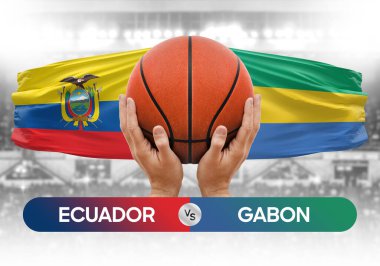 Ekvador Gabon 'a karşı milli basketbol takımları basketbol topu yarışma kupası konsepti