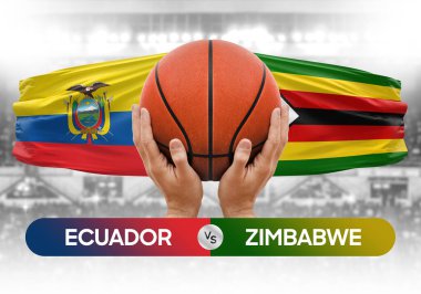 Ekvador, Zimbabwe 'ye karşı milli basketbol takımları basketbol topu yarışma kupası konsepti