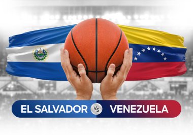 El Salvador, Venezuela 'ya karşı milli basketbol takımları basketbol topu yarışma kupası konsepti